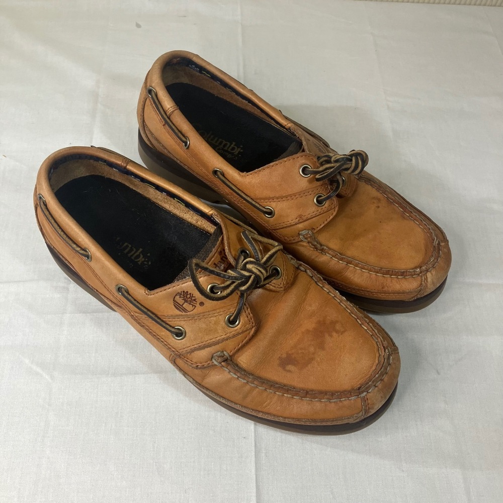 Timberland Mens 10M Tan Brown Leather Boat Shoes Deck Loafers 72039